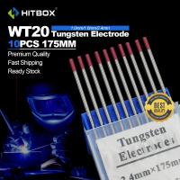 ราคา HITBOX 1 6 มม x 175 มม 10 ชิ้น 10 แพ็คอิเล็กโทรดทังสเตน WT20 2 Tig Tig เชื่อม Rod Red Welding Rod (21344340940)