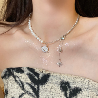 ราคา French Lock Love Heart Pearl Necklace Fairy Clavicle Chain Ins Fashion Design Double layer Necklace Women Jewelry Accessories (19566666246)