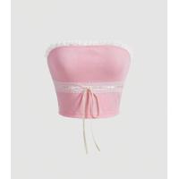 ราคา เสื้อเกาะอก ลูกไม้คอนทราสต์ ผูกโบว์หน้า พร้อมส่งใน6 7วัน (20482165605)