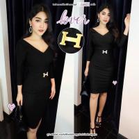 ราคา ชุดออกงาน ชุดราตรี เดรสออกงาน เดรสไฮโซ เดรสสวยหรู ปาดไหล่ ทำงาน ดินเนอร์ งานแต่ง บายเนียร์ เพื่อนเจ้าสาว รหัสM57 (17229370984)