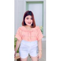 ราคา RN307 เสื้อสาวอวบผ้าลูกไม้ลายหัวใจรุ่นปกทหารเรือ อก48 (21353178686)