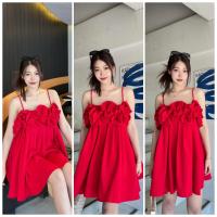 ราคา มินิเดรสแต่งระบายรอบตัว รอบอกจับจีบทวีตน่ารัก ทรงสวย เนื้อผ้าลื่นเย็นสวมใส่สบาย (21350682079)