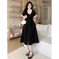 ราคา ชุดเดรสคอปกสูทแขนสั้นเรียบหรูสไตล์ฝรั่งเศสสำหรับผู้หญิงเดรสเชิ้ตแบบยาวผูกสายเก็บเนื้อไซส์ใหญ่ใส่แล้วดูผอมเพรียวใส่ช่วงฤดูร้อนสำหรับสาวอวบ (20256898873)