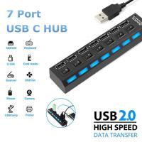 ราคา HIPHI ตัวเพิ่มช่องUSB HUB2 0ช่องต่อUSB4 7Port USB Switch High Speed ON OFF ยูเอสบี ตัวอ่าCombo Splitterความเร็วสูง (20802920498)