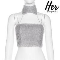 ราคา พร้อมส่ง 2สี ครอปขนนุ่ม เสื้อสายฝอ ครอปy2k ครอปสายฝอ เกาะอกสม็อค เกาะอกสายฝอ เกาะอกดันทรง เกาะอกไหมพรม 3833 (17193158587)