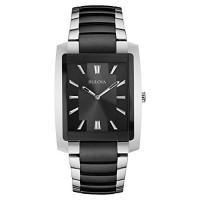 ราคา Bulova Mens Classic Two Tone Black Ion Plated Stainless Steel 2 Hand Date Quartz Watch Black Dial Style 98A117 (20600693568)