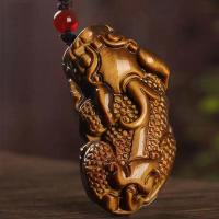 ราคา เสือตาหินธรรมชาติสร้อยคอพร้อมจี้ทองตัวอักษรจีนไม้หินแปรสร้อยคอถักจี้ Liontin Batu เสือตาหิน (19984471421)