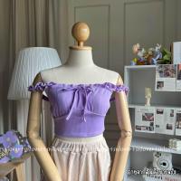 ราคา สายเดี่ยวโบว์หน้า สายเดี่ยวระบาย เสื้อเปิดไหล่ (20406539195)