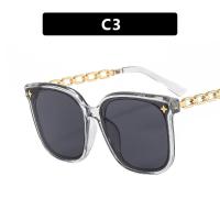 ราคา แว่นกันแดดหญิงเลนส์สีดำคุณภาพสูงแฟชั่ขาโซ่โลหะ (17463876304)