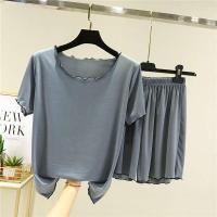 ราคา COD ชุดนอนคนอ้วนไซส์ใหญ่ ชุดนอนคนอ้วน ผู้หญิงฤดูร้อนผ้าไหมน้ำแข็งชุดนอนหลวมขนาดใหญ่ใส่อยู่บ้านแขนสั้นเสื้อยืดกางเกงขาสั้นชุดลำลองสองชิ้น HTF (20897914449)