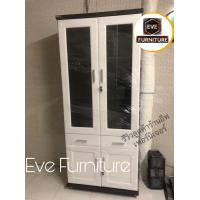 ราคา ตู้โชว์กระจกอเนกประสงค์ 2 ลิ้นชัก ขนาด W80x D40x H186 cm สี สีขาว สีโซลิค สีโอีค สีวอลนัท สีโอ๊ค ขาว (17499957278)