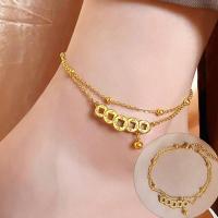 ราคา OYJR สร้อยข้อเท้า ผญ ลายโซ่สีทอง ข้อเท้าเรียบๆสแตนเลสชุบทอง 18k ไม่ลอกดำ (21209691815)