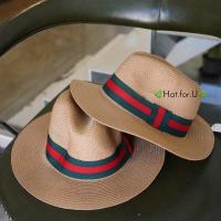 ราคา HatforU หมวกทรงปานามา คาดเขียวแดง พร้อมส่งค่ะ (16542380605)