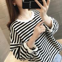 ราคา XWshop เสื้อแขนยาวลายทางสไตล์มิมิมอลเรียบง่าย แต่ดูดีย์ เสื้อยืดคอปาดลายขวาง แบบกลาง โอเวอร์ไซส์ แขนพอง สไตล์ตะวันตก (16352349294)