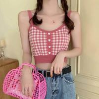 ราคา Women Tanks Camisoles เสื้อครอป เสื้อกั๊กไหมพรมแขนกุด สไตล์เกาหลี ฉาบหลัง ท็อปส์ซูสั้น (19850213537)