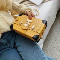 ราคา Small Chains Women Box Bags Black Leather Female Handbags Ladies Clutch Retro Women Messenger Bags Panelled Rivet Shoulder Bag (11716148216)