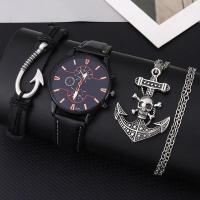 ราคา 3ชิ้นชุดสร้อยข้อมือแฟชั่นผู้ชายสร้อยคอนาฬิกาควอตซ์นาฬิกาข้อมือกีฬาลำลองนาฬิกาหนังผู้ชายคลาสสิก (21170487206)