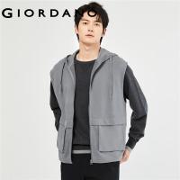 ราคา GIORDANO Men Hoodies Letter Patch Vest Hoodies Zip Through Sleeveless Relaxed Fashion Casual French Terry Hooded Vests 13073690 (20427381875)