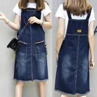 ราคา กระโปรงเอี๊ยมขนาดใหญ่พิเศษสำหรับคนอ้วนพิเศษกระโปรงเอี๊ยมยีนส์มม อ้วน M 5XL ชุดเดรส100กก สำหรับสาวอวบสามารถใส่ได้ (11039831715)