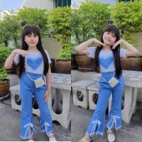 ราคา ชุดเซตเสื้อแต่งแขนระบายฟรุ้งฟริ้ง กางเกงขายาว pd (20507428426)