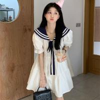 ราคา DMYP ชุดเดรสขนาดเล็กสีขาวสไตล์นักเรียนเกาหลีเดรสนักเรียนสไตล์เกาหลีน่ารักคอปกกะลาสี (19560893418)