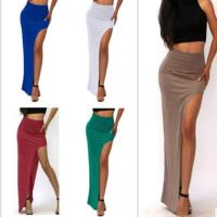 ราคา Women High Waist Long Maxi Dress LADIES SIDE SPLIT SLIT MIDI SKIRTS (21052653411)