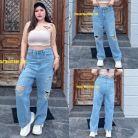 ราคา กางเกงยีนส์เอวสูงเก็บสัดส่วนเอวสาวอวบพลัสไซส์ เอว34 44 (20279645653)