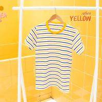 ราคา Liptun T Shirt เสื้อยืดลายทาง เสื้อยืดลายขวาง Striped T shirt Fashions ผ้านิ่ม สบาย เนื้อผ้า Cotton 100 ลายสีเหลืองกรมขาว YWN04 (19999393731)