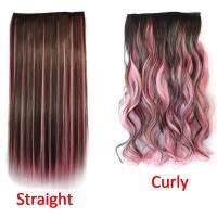 ราคา สังเคราะห์5คลิปต่อผม24นิ้วยาวตรงผม20นิ้วยาวหยิกวิกผมสีดำสีน้ำตาลไฮไลท์สีชมพูสีฟ้าสีเขียว (16397351379)