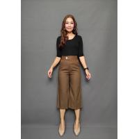 ราคา Plain Plain by Noi กางเกงลินินบาน5ส่วน กางเกงขาบาน กระดุมหน้า (19573769166)