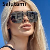 ราคา New Fashion One Piece Shield Sunglasses For Women Vintage Luxury Brand Oversized Flat Sun Glasses Men Retro Rimless Rivet Shades (10482112544)