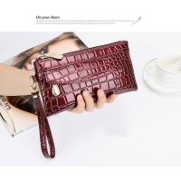 ราคา ผู้หญิงยาวกระเป๋าสตางค์หนังสุภาพสตรีคู่ซิปกระเป๋าสตางค์คลัทช์กระเป๋าออกแบบสีแดงกระเป๋ากระเป๋าจระเข้กระเป๋า кошелек женский Carteras (20130925436)