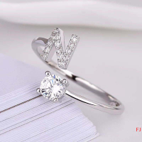 ราคา FJ แหวนเพชรเทียม26ตัวอักษรปรับได้แหวนแฟชั่นใหม่แหวนเปิดตัวอักษร A Z สำหรับผู้หญิงของขวัญเครื่องประดับที่มีเสน่ห์ (20001259346)