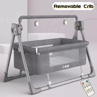 ราคา ส่งจากกรุงเทพฯ เตียงนอนเด็ก เปลไกว ที่นอนเด็กเปลไกวอัตโนมัติ เปลไฟฟ้าสำหรับเด็ก เตียงนอนเด็ก พร้อมเสียงเพลงและรีโมท พร้อมมุ้งกันยุง พับ (16496337380)