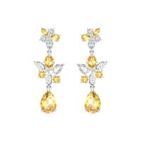 ราคา Merii ต่างหูเงินแท้ 925 ชุบโรเดียม ประดับเพชร CZ สีเหลือง หลากหลายรูปทรง ต่างหูเพชร CZ Laureate 225E0212 01 (10271470877)