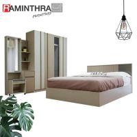 ราคา Raminthra Furniture ชุดห้องนอน 5 ฟุต Time เตียง5ฟุต ตู้ผ้า160ซม โต๊ะแป้ง80 ซม สีชูการ์บราวน์ bedroom set (11060955752)