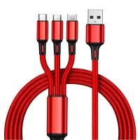 ราคา 1 2M 2A สายชาร์จ3 in 1 ชาร์จเร็ว 3 หัวCharging Cable USB to Micro USB Type C ไอโฟน สายชาร์จมัลติฟังก์ชั่นถักไนลอน ใช้กับมือถือ iPhone 11 7 8 (20531914804)