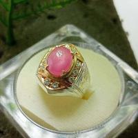 ราคา แหวนทับทิม ล้อมเพชร แหวนเงินแท้ 92 5 หน้าชุบชุบพิ้งโกลด์ ประดับ พลอยทับทิมแท้ แหวนชาย New (16465725006)