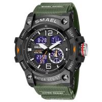ราคา 2023 SMAEL นาฬิกาข้อมือเล่นกีฬาผู้ชาย Camo นาฬิกาข้อมือควอตซ์ดิจิตอลแบบคู่ LED ดิจิตอลจับเวลานาฬิกาปลุกทหาร (19182546740)