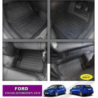 ราคา พรมปูพื้นรถยนต์FORD FOCUS 2016 พรมยางลายหนังเรียบ รีดขอบ สีดำ เต็มคัน (868734965)