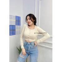 ราคา 247 เสื้อไหมพรมครอปแขนยาว กระดุมหน้า ผ้าเนื้อนุ่ม (19442426074)