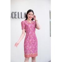 ราคา ชุดเดรสคอบัวสีชมพูลายปาเต๊ะ เนื้อผ้า Cotton 100 งานผ้าไทยทรงสุภาพเรียบร้อยเหมาะสำหรับใส่ไปทำงานและคุณครูใส่ไปโรงเรียน (19720840097)