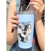 ราคา แก้วเก็บอุณหภูมิลายแมว แก้วลายแมว แก้วมินอมอล แก้วเก็บความเย็น แก้วสเตนเลส ไม่น้ำรั่ว ขนาด600ml แถมหลอด พร้อมส่ง (19633285893)