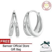ราคา BAMOER ต่างหูห่วง925เงินสเตอร์ลิงสำหรับผู้หญิงต่างหูห่วงขนาดเล็กเพชรสังเคราะห์ชุบทองคำขาว BSE938 (20589035650)