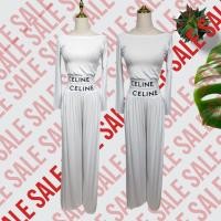 ราคา TW16609 Set 2 ชิ้น เสื้อแขนยาวเปิดไหล่ กางเกงขายาว SALE (15597198605)