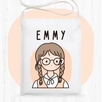 ราคา กระเป๋าผ้า คาดอก สะพายข้าง เติมชื่อได้ Emily collection กระเป๋า cross body กระเป๋าใส่มือถือ น่ารักปุ๊กปิ๊ก สไตล์เกาหลี แจ้งชื่อทางแชท (8277350889)