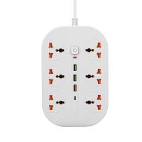 ราคา ปลั๊กไฟ ปลั๊กไฟต่อพ่วง ปลั๊กไฟ 3 ตา มี 6 ช่อง AC Socket และ ช่องชาร์จ USB 3 Port USB C 20W 3A Quick Charge PD QC3 0 IQ2 4A สายยาว 2 เมตร สายไฟ100 ทองแดง (9818742945)