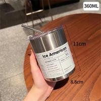 ราคา แก้วเก็บความเย็น แก้วกาแฟ 304 สเตนเลส พร้อมหลอดดูด กระติกเก็บความเย็น สแตนเลส แก้วสแตนเลส ขนาด 600 มล หลอดสแตนเลส (20257300281)