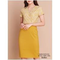 ราคา Laboratory 8704 2 ชุดทำงาน ชุดไปงาน เดรสคอวีทรงป้ายเนื้อผ้าลูกไม้อัดกาวพิมพ์โค๊ด WBFGJM ลดเพิ่ม 150 (16408308933)