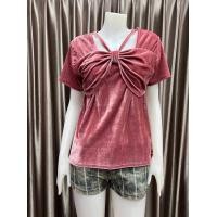 ราคา เสื้อกำมะหยี่ โบว์หน้าอก คล้องคอ อก 36 38 นิ้ว สวยเก๋ ผ้านิ่มเด้ง ใส่สบาย ไม่ร้อนค่ะ (21029730772)